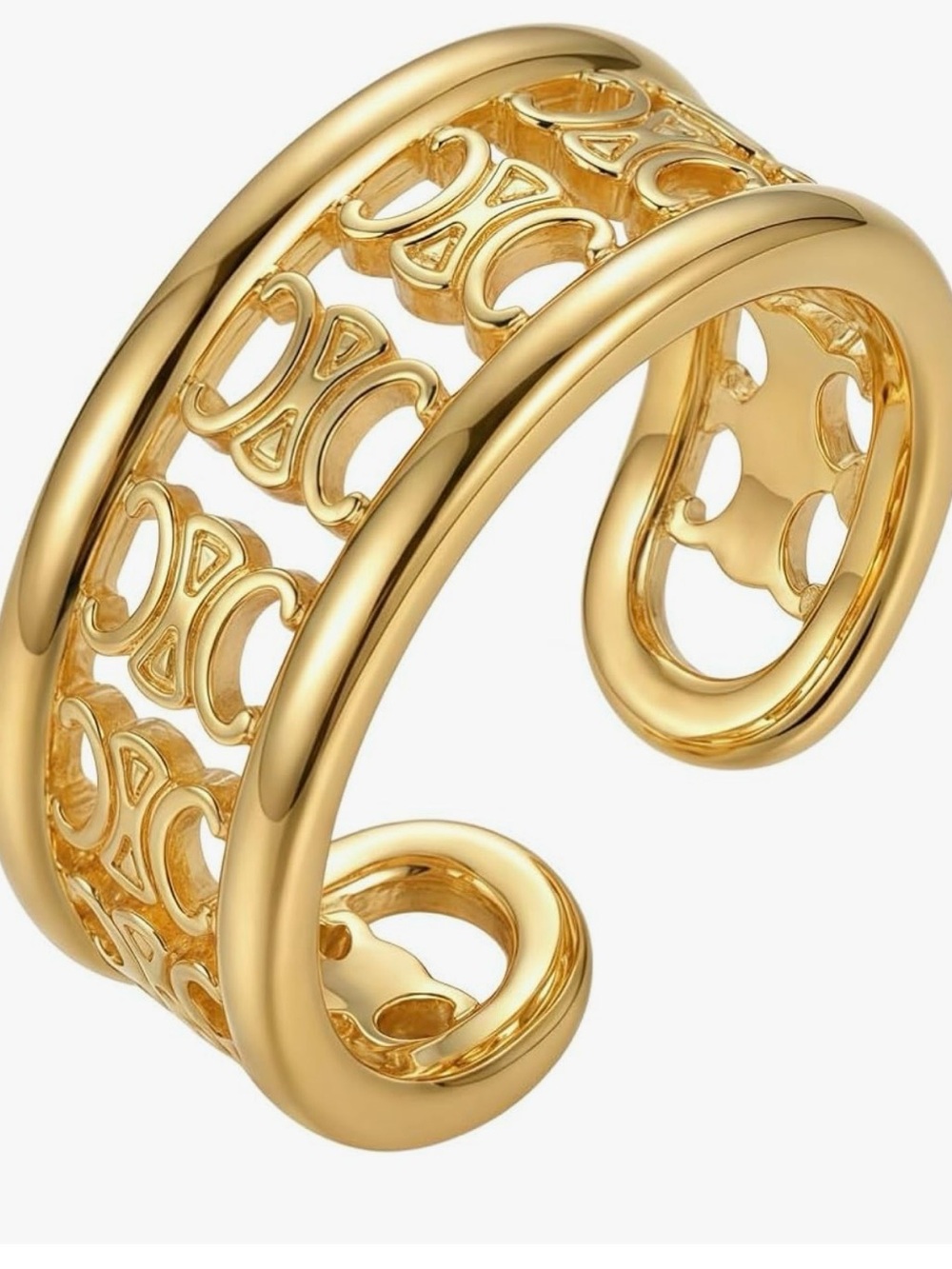 🆕 CELINE Italy Gold Cuff Ring - Picture 5 of 7